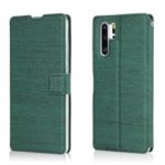 Wood Grain PU Leather Stand Card Slots TPU Phone Shell with Hang Rope for Huawei P30 Pro – Green