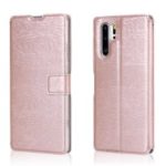 Wood Grain PU Leather Stand Card Slots TPU Phone Shell with Hang Rope for Huawei P30 Pro – Rose Gold