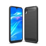 Carbon Fibre Brushed TPU Back Case for Huawei Y5 (2019) / Honor 8S – Black