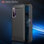 Shock Proof Carbon Fiber Texture Brushed Flexi TPU Phone Cover for Huawei Honor 20 Pro – Black