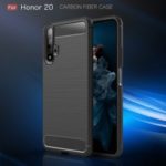Drop Resistant Carbon Fiber Texture Brushed TPU Phone Shell for Huawei Honor 20 – Black