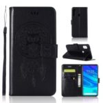 Imprinted Dream Catcher Owl Leather Wallet Phone Cover for Huawei P Smart Z / Y9 Prime 2019 – Black