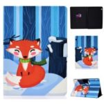 Shock-proof Pattern Printing Card Slot PU Leather Tablet Casing for Huawei MediaPad T5 10 – Fox