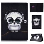 Shock-proof Pattern Printing Card Slot PU Leather Tablet Casing for Huawei MediaPad T5 10 – Owl Wearing Headphones