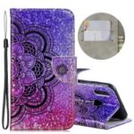 Laser Carving Pattern Printing Wallet Leather Casing with Strap for Huawei P Smart (2019)/Honor 10 Lite – Flower