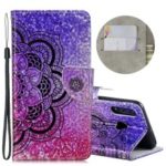 Laser Carving Pattern Printing Wallet Stand Leather Case with Strap for Huawei P30 Lite/nova 4e – Flower