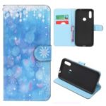 Cross Texture Pattern Printing Flip Leather Wallet Protective Case for Huawei Y6 (2019, with Fingerprint Sensor)/Y6 Prime (2019)/Y6 Pro (2019)/Honor 8A/Enjoy 9e – Snowflakes and Butterflies