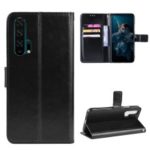 Crazy Horse Texture Wallet Leather Flip Case with Hand Strap Phone Casing for Huawei Honor 20 Pro – Black