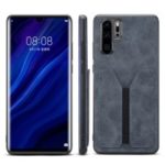PU Leather Coated TPU with Elastic Card Slot Phone Cover for Huawei P30 Pro – Grey