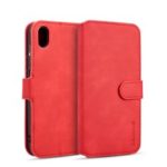DG.MING Retro Style Leather Wallet Stand Case for Huawei Y5 (2019) – Red