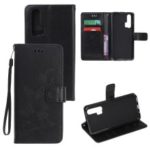 Imprint Butterfly Flowers Leather Wallet Case for Huawei Honor 20 Pro – Black