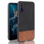 Dual Color Splicing PU Leather Coated PC + TPU Hybrid Case for Huawei nova 5 – Black / Brown