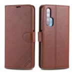 AZNS Leather Wallet Phone Case for Huawei Honor 20 Pro – Brown