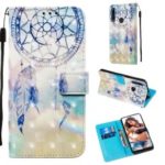 3D Painting Style Leather Phone Shell with Card Wallet Slots for Huawei P Smart Z / Y9 Prime 2019 – Blue Dream Catcher