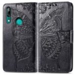 Imprint Butterfly Flower Leather Wallet Case for Huawei P Smart Z – Black