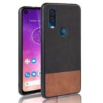 [Bi-color Splicing] PU Leather Coated PC + TPU Phone Case for Motorola One Vision – Black