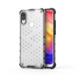 Honeycomb Pattern Shock-proof TPU + PC + Silicone Hybrid Phone Case for Xiaomi Redmi Note 7 / Note 7 Pro (India) / Note 7S – White