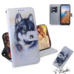 Pattern Printing Leather Wallet Case for Xiaomi Redmi 7A – Black and White Wolf