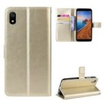 Crazy Horse Texture Leather Stand Wallet Phone Shell for Xiaomi Redmi 7A – Gold