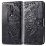 Imprint Butterfly Flower Leather Wallet Case for Xiaomi Redmi K20 / Mi 9T / Redmi K20 Pro / Mi 9T – Black