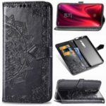 Embossed Mandala Flower Leather Wallet Case for Xiaomi Redmi K20 / Mi 9T / Redmi K20 Pro / Mi 9T Pro – Black