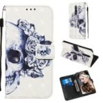 PU Leather 3D Painting Phone Shell for Xiaomi Redmi K20 / K20 Pro / Mi 9T / Mi 9T Pro – Skull Flowers