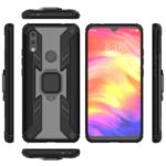 Warrior Style Rotating Ring Kickstand PC+TPU Cell Phone Case for Xiaomi Redmi 7 – Black