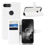 Litchi Style Wallet Leather Stand Phone Shell for Alcatel 1S (2019) – White