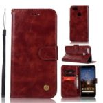 Premium Vintage Leather Wallet Case for Google Pixel 3a – Wine Red