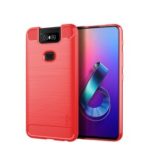 MOFI Carbon Fiber Texture Brushed TPU Phone Case for Asus Zenfone 6 ZS630KL – Red