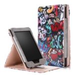 Pattern Printing PU Leather Stand Case with Hand Strap for Amazon Kindle Paperwhite 4/3/2/1- Graffiti