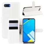 Litchi Skin Leather Wallet Stand Case for OPPO A1k / Realme C2 – White
