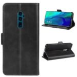Magnetic Double Clasp Flip Leather Wallet Stand Phone Case for OPPO Reno 10x Zoom – Black