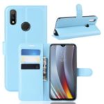 Litchi Skin Wallet Stand Leather Flip Phone Covering Case for Oppo Realme 3 Pro / X Lite – Baby Blue