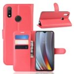 Litchi Skin Wallet Stand Leather Flip Phone Covering Case for Oppo Realme 3 Pro / X Lite – Red