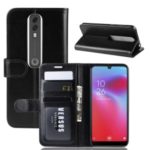 Crazy Horse Surface Wallet Leather Stand Phone Case for Vodafone Smart V10 – Black