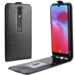 Vertical Flip Card Slot Leather Phone Shell for Vodafone Smart V10 – Black