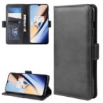 Dual-clasp Leather Wallet Stand Cover Case for OnePlus 7 – Black