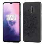 Imprint Mandala Flower PU Leather Coated PC + TPU Hybrid Case for OnePlus 7 – Black