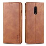 AZNS Retro Style PU Leather Card Holder Phone Case for OnePlus 7 – Brown