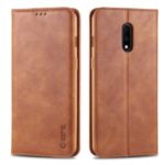 AZNS Retro Style PU Leather Card Holder Phone Case for OnePlus 7 – Brown