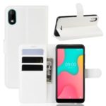 Litchi Skin Wallet Leather Stand Phone Shell Case for Wiko Y60 – White