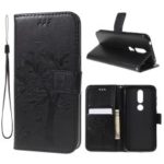 Imprint Cat Tree Wallet Stand Flip Leather Protective Phone Case for Nokia 4.2 (2019) – Black