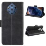 Magnetic Double Clasp Wallet Stand Leather Protective Case for Nokia 9 – Black