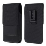 Universal Clip Hanging Waist Bag Card Holder Pouch Leather Phone Case for 5 inch Smartphones – Black