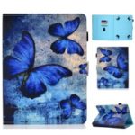 Universal Pattern Printing Card Slots Stand Leather Protective Case for 8-inch Tablet – Blue Butterflies