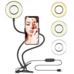 2-in-1 Cell Phone Holder and Selfie Ring Light for Live Streaming, Make-Up, Photography