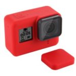 PULUZ PU189 Silicone Protective Housing Frame Case and Lens Cap for GoPro Hero 5/6/7 – Red