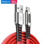 ROCK M8 Woven Pattern 1.0M Type-C USB Data Sync Charging Cable for Samsung Huawei – Red