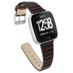 Genuine Leather Smart Replacement Watch Band for Fitbit Versa lite / Versa – Black